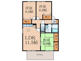 サニーフラット若園C棟の物件間取画像